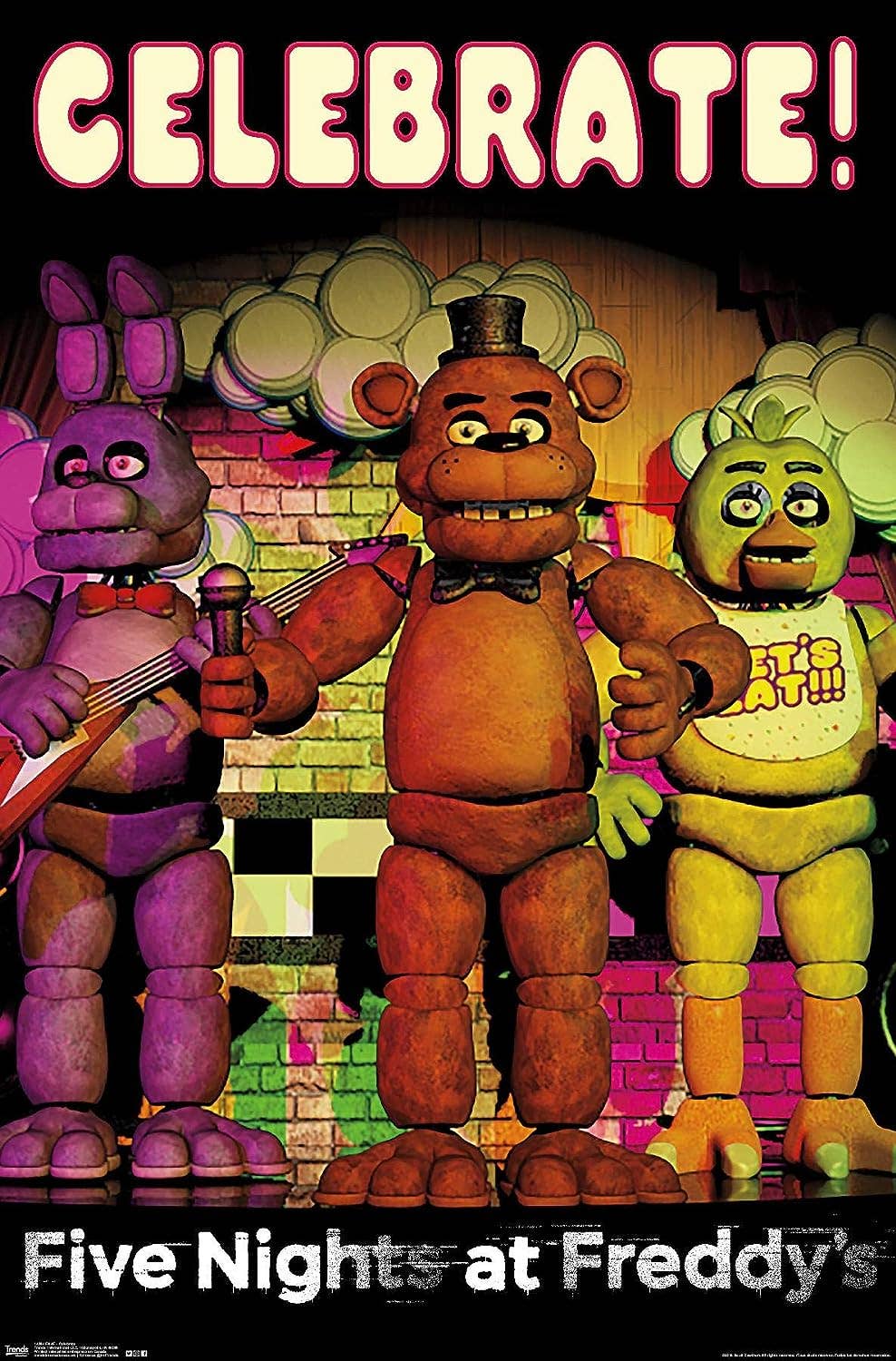 Five Nights At Freddy's Celebrate! 24x36 Horror Movie Poster: Individually Rolled & Labeled