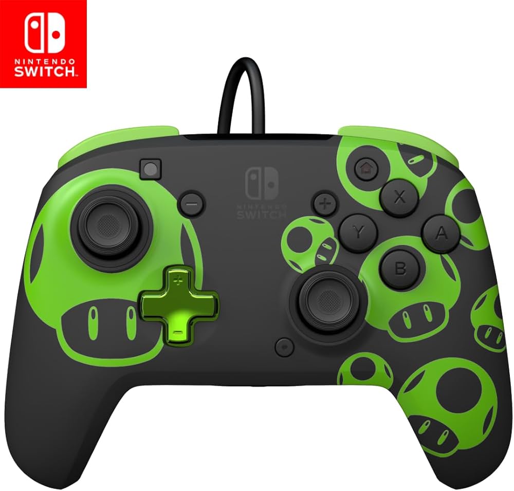 PDP Rematch Glow Wired Controller 1-Up Mushroom Glow Nintendo Switch