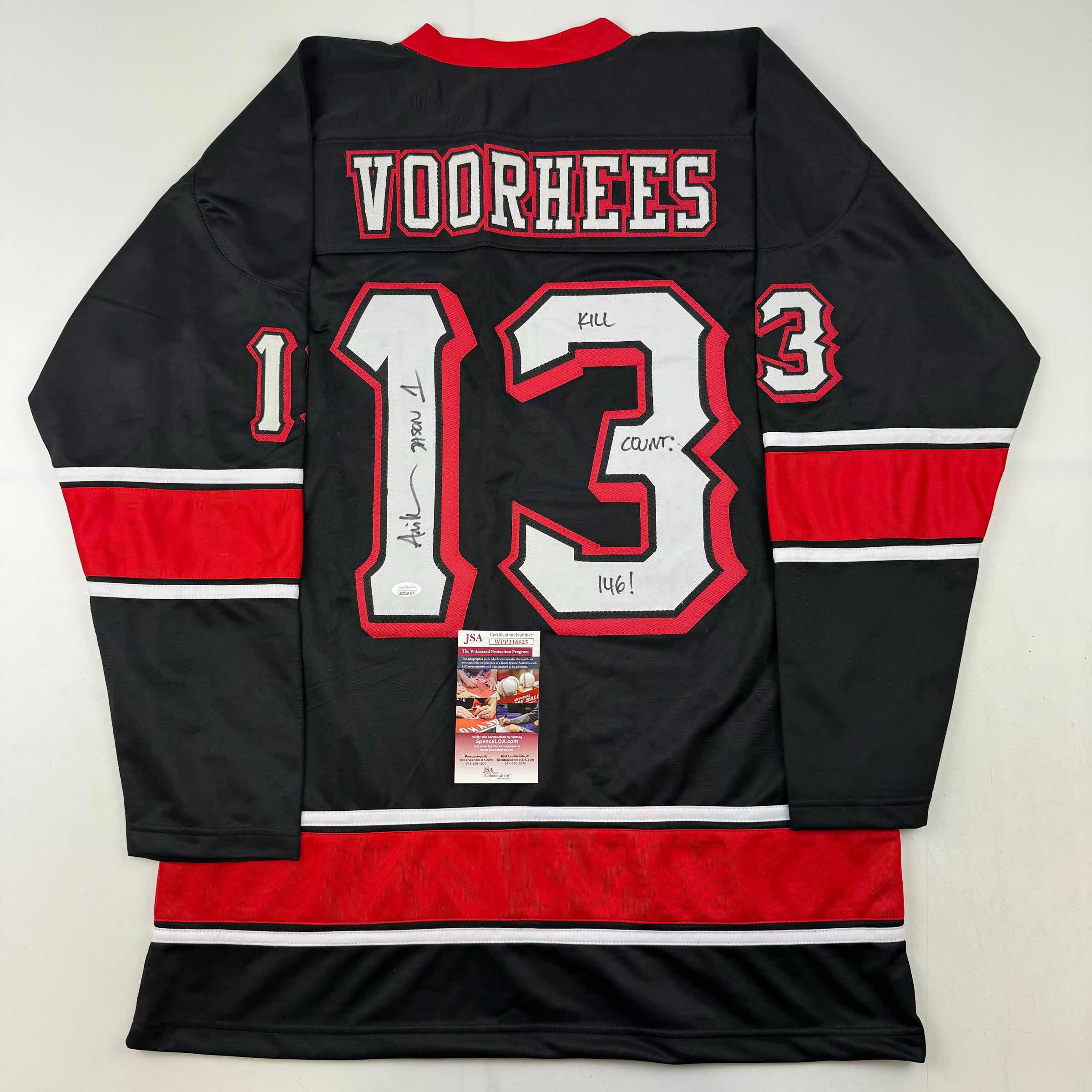 Autographed/Signed Ari Lehman Jason Voorhees Friday The 13th Black Movie Jersey JSA COA