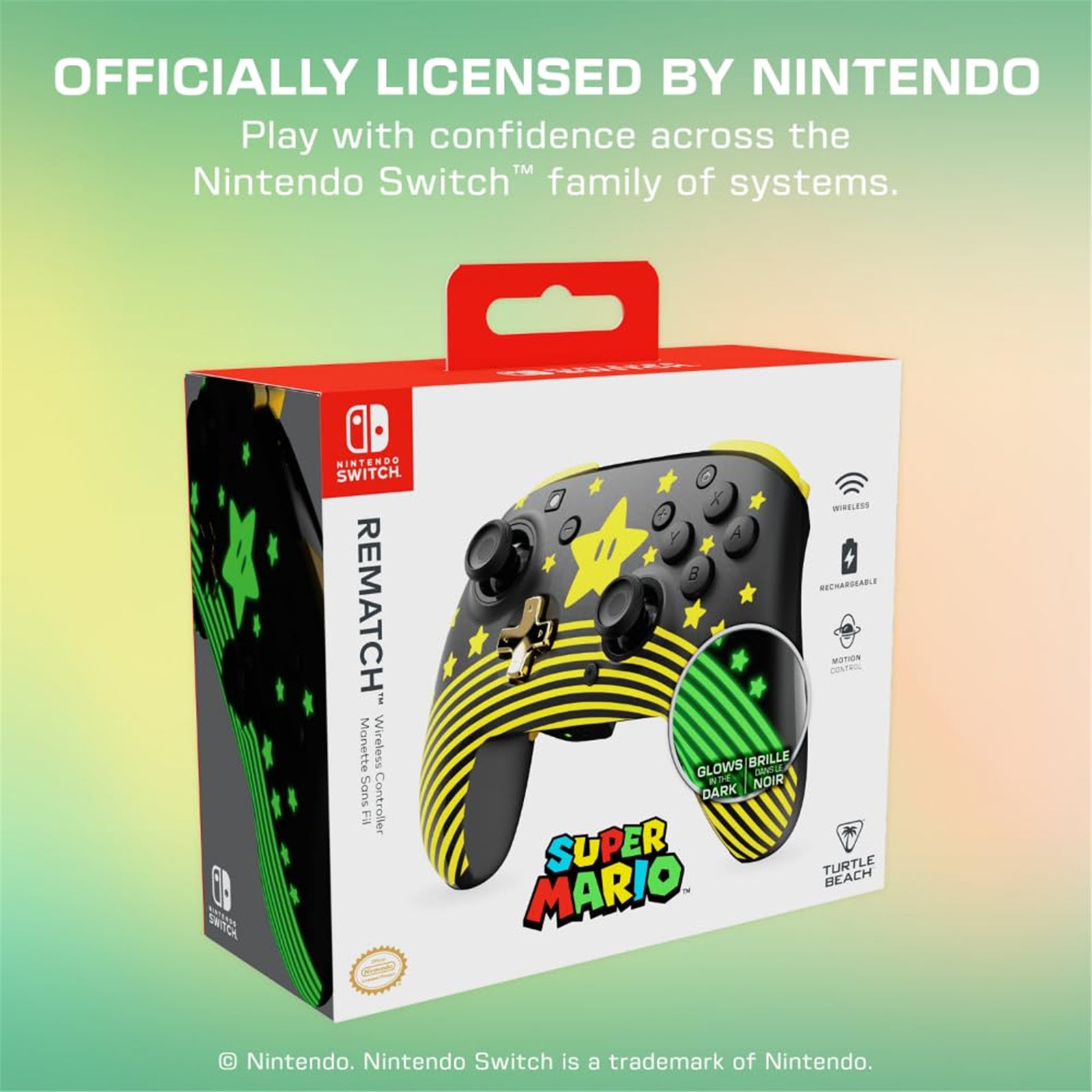 Turtle Beach Rematch Super Mario Star Wireless Controller Glow In Dark