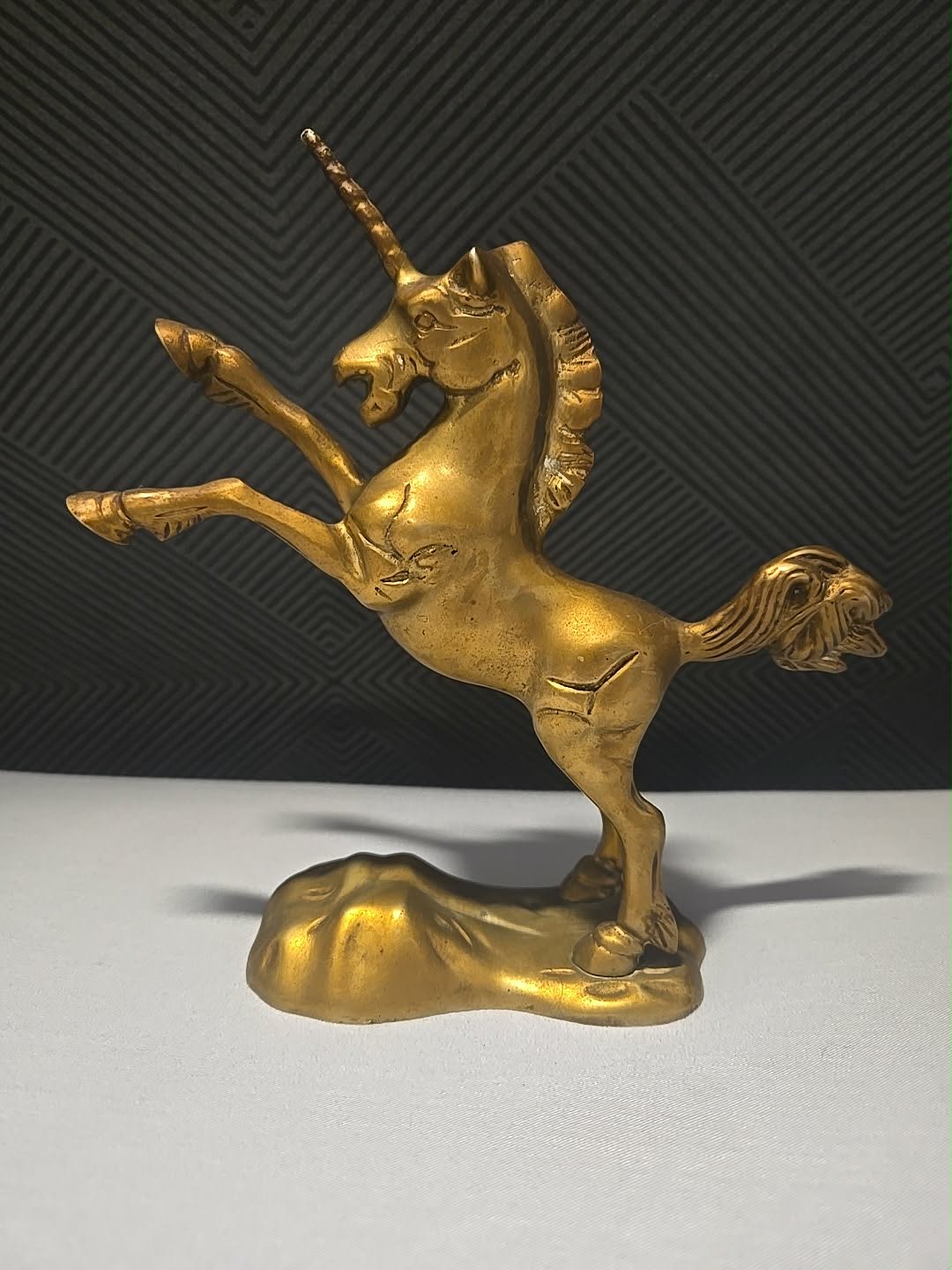 Vintage 1970s Brass Galloping Unicorn