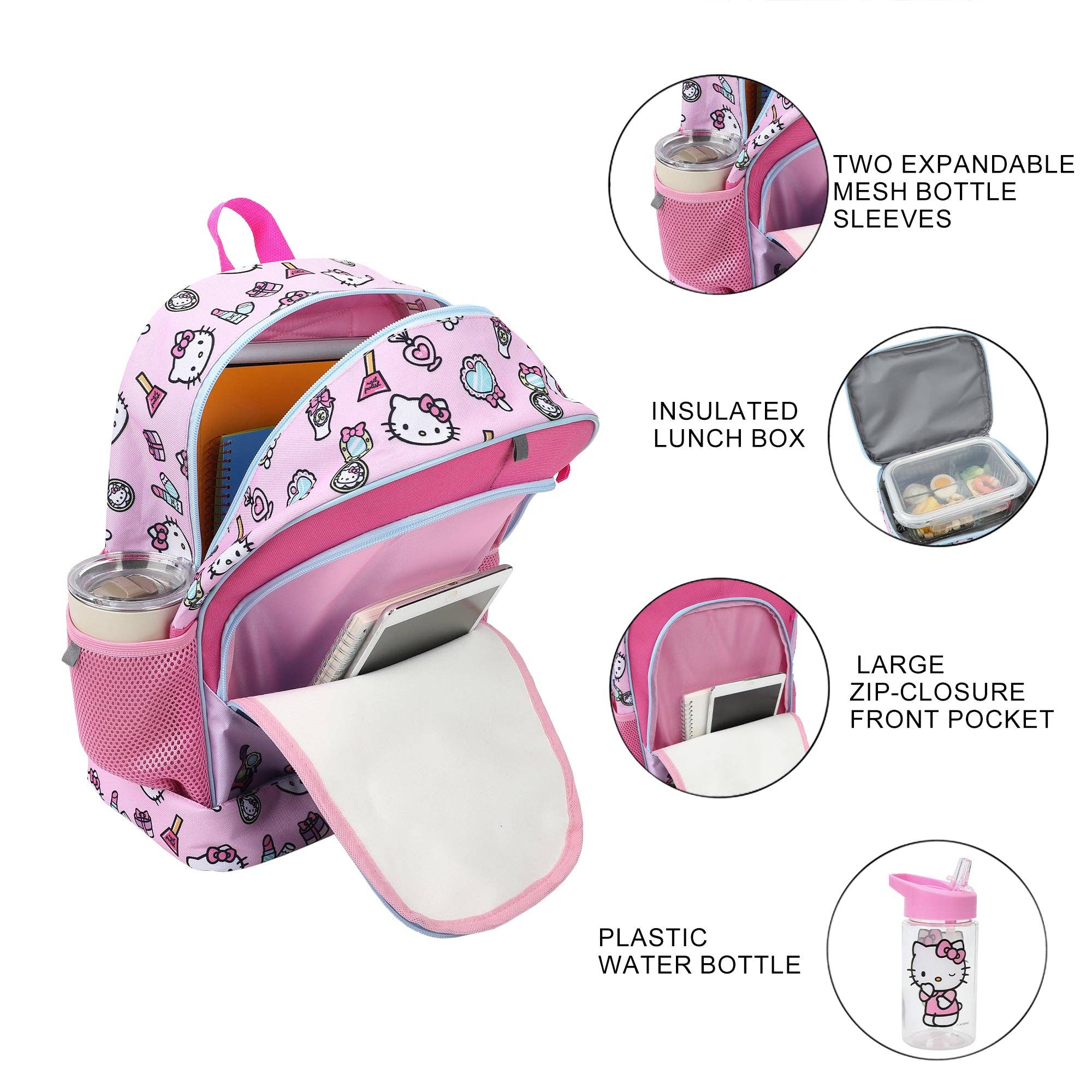 Hello Kitty Makeup Icons 5-Piece 17" Backpack Set
