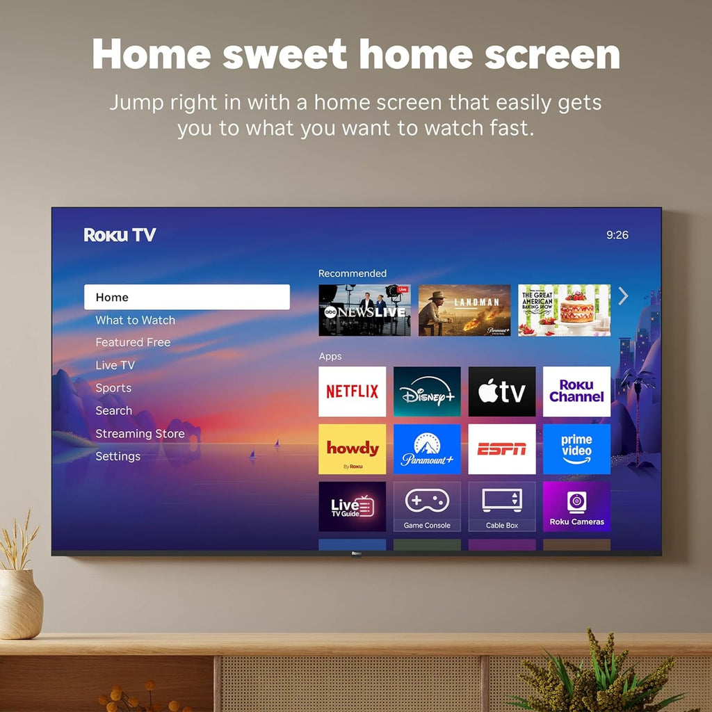 Roku Smart TV 2025 – 43-Inch Select Series, 4K HDR TV – tv with Enhanced Voice Remote – Flat Screen LED Television with Wi-Fi for Streaming Live Local News, Sports, Family Entertainment